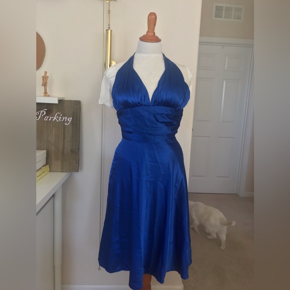 1950’s Style Marilyn Monroe Royal Blue Halter Dress size Small vintage pre2000 - Picture 10 of 11